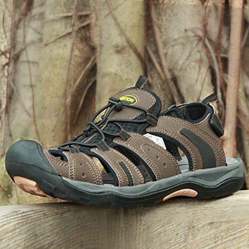 GRITION Mens Outdoor Hiking Sandals Closed Toe Waterproof Fisherman