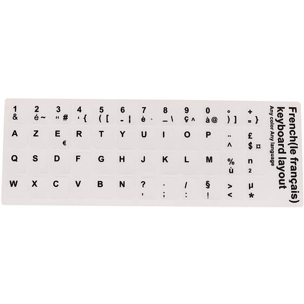 Keyboard Stickers, Black Letters with White Background, for all Laptops Desktop Computer's Keyboard (French_White)