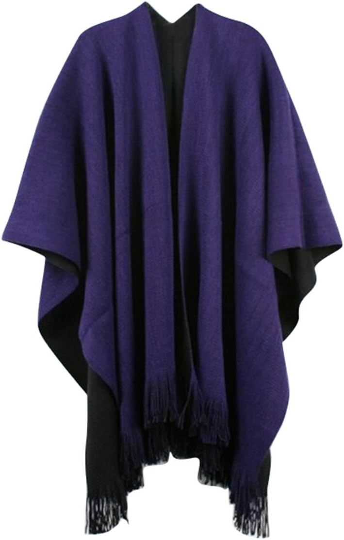 PinkWind Women Winter Knitted Cashmere Poncho Capes Shawl Cardigans Sweater Coat