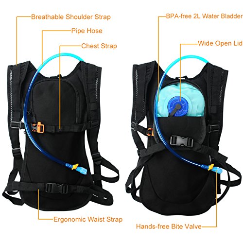 Hydration Backpacks with 2 L Backpack Water Bladder for Hiking, Cycling