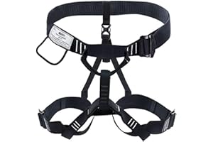 NewDoar Thickness Climbing Harness, CE Certification Wider Half Body Harness for Rock Rappelling Fire Rescuing(Black 2)