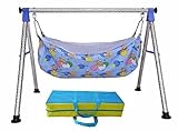 A to Z Hub Baby Cradle N Swing Ghodiyu With Indian Style Hammock Having Mosquito Net For New Born Infants,Blue