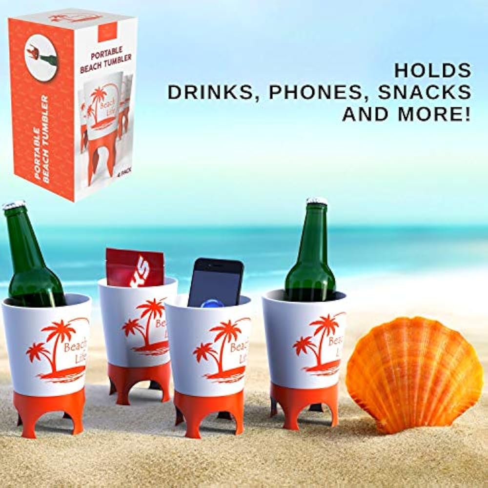 Beach Vacation Accessories Drink Cup Holder Sand With Bottle Opener