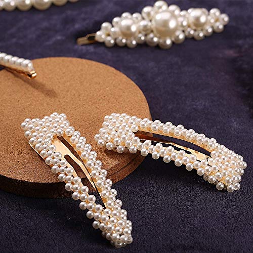Onlyesh Pearl Hair Clip for Women Hair Pins for Girls Hair Decorative Silver Pearl Alligator Clips Gold Fashion Styles (8pcs)