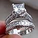WensLTD Clearance! 2-in-1 Womens Vintage White Diamond Silver Engagement Wedding Band Ring Set (#9, Silver)