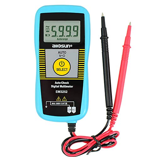 Allsun Auto Check Digital Multimeter Non-Contact AC Voltage Detection DMM 5999 Counts LCD Screen Waterproof Lightweight and Accurate with Ohm Volt Capacitance Diode inductance Voltage Functions