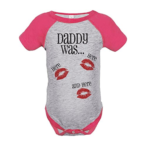 Custom Party Shop Kids Daddy Was Here Valentine's Day 6 Months Pink Onepiece