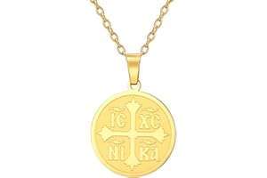EUEAVAN Orthodox Cross Necklace for Women IC XC NIKA Cross Jesus Christ Medallion Pendant Greek Byzantine Cross Necklace Eastern Religious Jewelry Christian Catholic Gift
