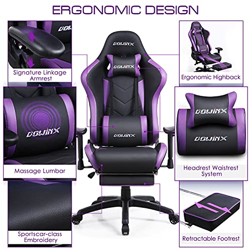 Dowinx Gaming Chair with Footrest Ergonomic Racing Style Recliner with