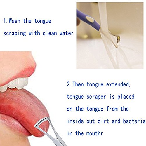 Risingmed Gratte-langues en Acier inoxydable Tongue Scraper pour pour une hygiène buccale optimale (bleu)