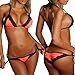 DOIOWN Women's Sexy Lace Halter Bikini Bathing Suit One Size for SMLXL Orange