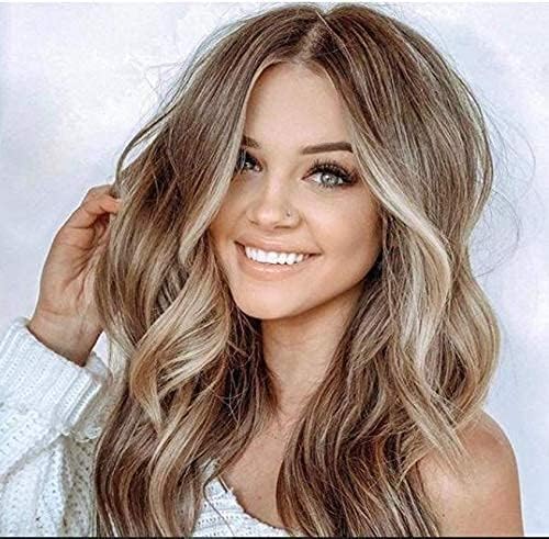 MUNCASO Long Ombre Brown Wig Wave Long Curly Wigs for Women Party Daily Use With Wig Cap (Ombre Blonde)