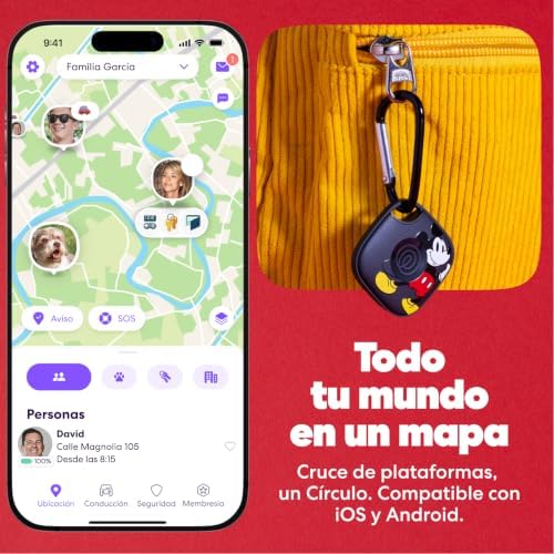 x Disney Tile - Starter Pack - Localizadores Bluetooth para Llaves, Carteras y Mucho más. Compatible con iOS y Android.Paquete de 2 (Tile Negro/Slim) - Mickey