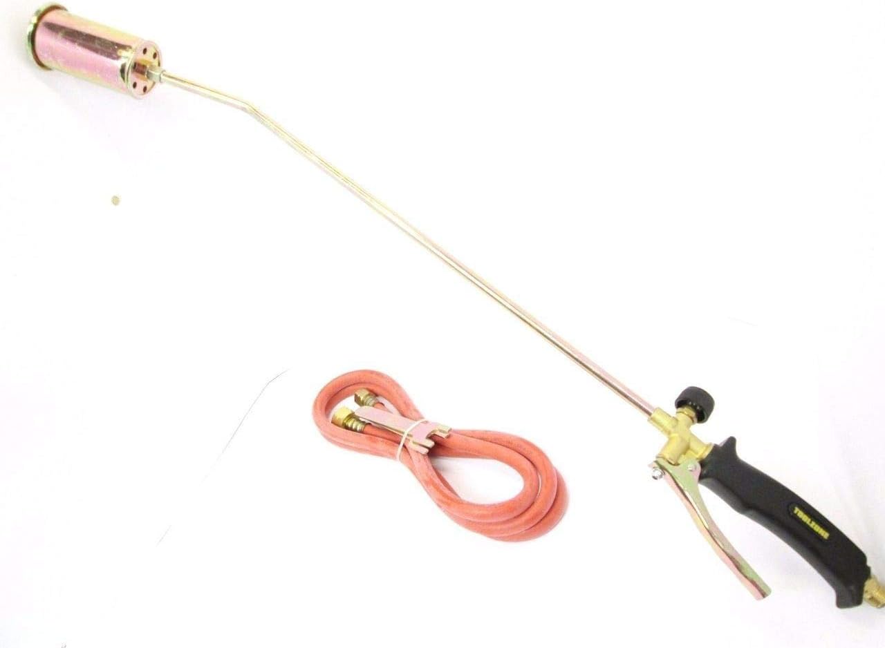 Pro Propane Butane Gas Torch Weed Burner Hose Regulator Roofers Plumbers Kit, Black