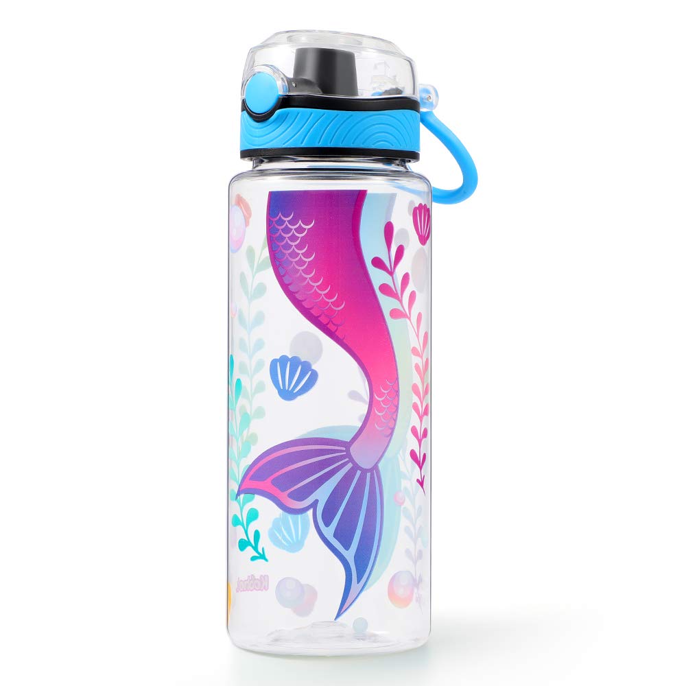 Home Tune Cute Water Bottle, BPA FREE Tritan, Leak Proof, Easy Clean, Carry Handle, 680ml - Mermaid