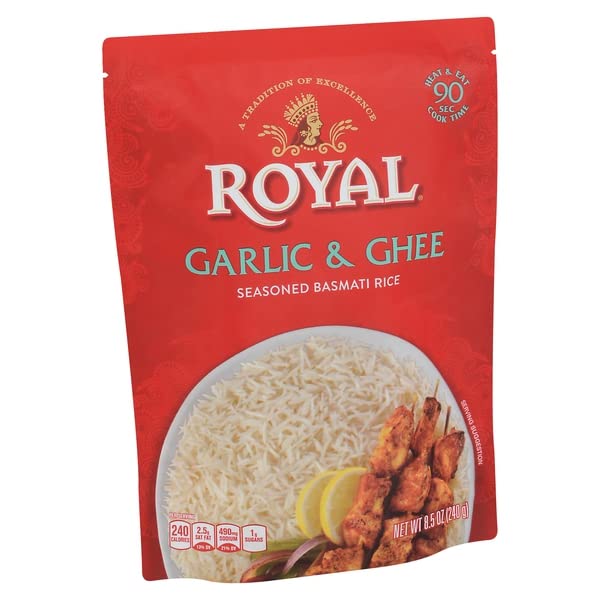 ROYAL, GARLIC & GHEE SEASONED BASMATI RICE, 8.5...