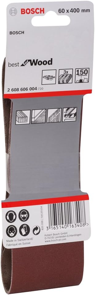 Bosch 3X PRO Paint on Wood and Hardwood X440 Sanding Belt for Sanders (for Paint on Wood Hardwood, 60 x 400 mm, Grit 150 - Image 4