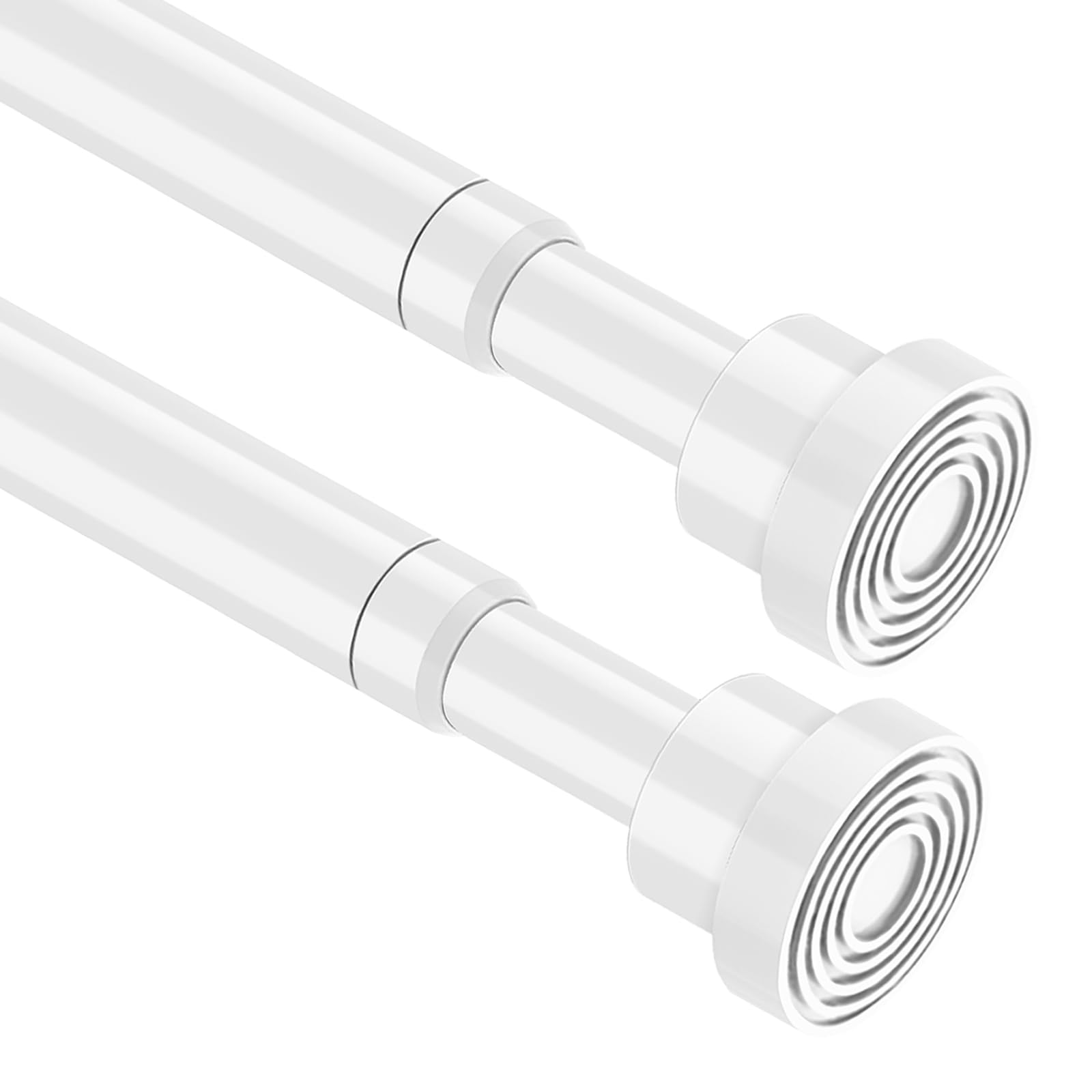 Photo 1 of 2pcs Tension Curtain Rod 33 to 56 No Drilling Spring Tension Rod Adjusting White Curtain Rod No Drilling Non-Slip Expandable Spring Loaded Curtain Tension Rods for Window, Doorway, Closet, Wardrobe