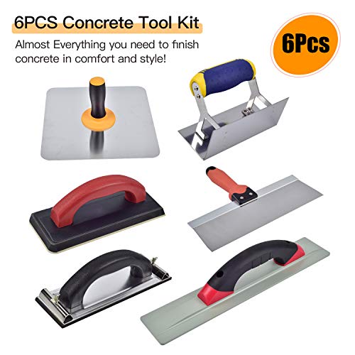 6 Piece Concrete Hand Tool Set Masonry Hand Tools Mason Set (6 Pack)