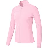 BGOWATU Women's Workout Jacket Lightweight Zip up Running Athletic Jackets with Thumb Holes