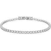KRKC 14K Gold Plated Cubic Zirconia Classic Tennis Bracelet | White Gold Plated Bracelets for Women | 4mm CZ, Fashion Jewelry Gift 6.5inch-7inch A15