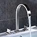 Aquafaucet Waterfall 8-16 Inch Brushed Nickel 3 Holes 2 Handles Widespread Bathroom Sink Faucet Commercial