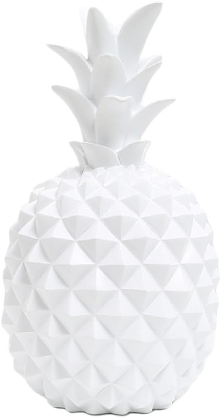 WAIT FLY 5.5 x 9.5 Inch Elegant Pineapple Shape Resin Piggy Bank Coin Bank Money Bank Best Gifts for Friends Kids Home Decoration, White