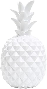 WAIT FLY 5.5 x 9.5 Inch Elegant Pineapple Shape Resin Piggy Bank Coin Bank Money Bank Best Gifts for Friends Kids Home Decoration, White