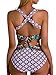 OGNEE Women One Piece Swimsuit Deep V-Neckline with Cross-back Swimwear Multicoloured