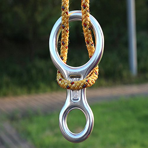 Hisoul 35KN Rock Climbing Terminal Figure 8 Descender Rescue Belay Device Stop Descender, Safety Aluminum Alloy Carabiner Rock Rappelling Gear (â™¥ Silver)