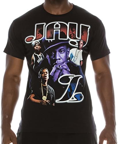 FLEA ALLEY Mens Vintage Hip Hop Printed T-Shirts Jay-Z Purple(L, Black)