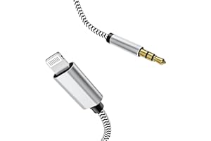 SEULLIYA Aux Cord for iPhone, [Apple MFi Certified] Lightning to 3.5mm AUX Auxiliary Cable for Car Stereo, Headphone, Home Speaker Compatible with iPhone 14 13 12 11 XS XR X 8 7 6 Silver 3.3FT