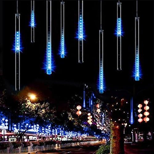 LED String Light, S7 SEVEN Waterproof Meteor Shower lights 30cm 8 Tubes 144 LED Falling Shower Rain Drop Icicle String Lights for Home Garden Patio Outdoor Wedding Party Décor (Blue)