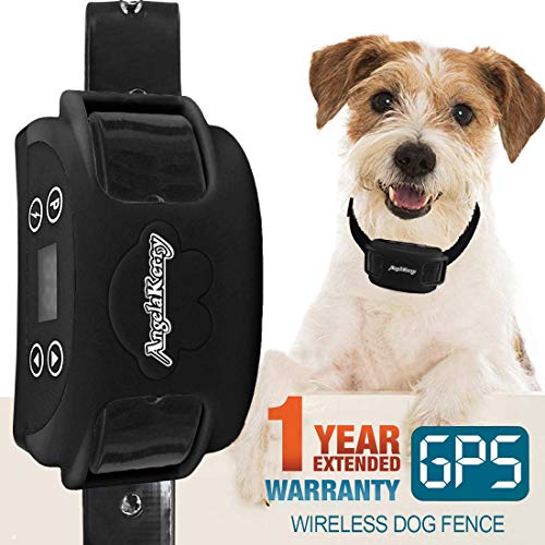 AngelaKerry Wireless Dog Fence System with GPS, Outdoor Pet Containment System Rechargeable Waterproof Collar 850YD Remote for 15lbs-120lbs Dogs (1pc GPS Receiver by 1 Dog, Black)