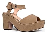 Womens Platform Ankle Strap Sandal - Chunky Open Peep Toe Shoe - Comfortable Walking Heel