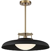 Savoy House 7-1690-1-143 Gavin Vintage Mid-Century Modern White Opal Metal Pendant, 1-Light 60 Watt, 8" H x 20" W, Matte Blac
