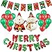 Christmas Balloon Sets with Gift Package: Merry Christmas Letter Aluminum Foil Balloons Xmas -16Inch +12-inch Latex Balloons(20pcs)+ Fishtail Flag+Santa Claus +Snowman+Accessories