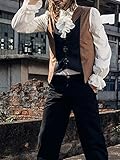 Pxmoda Men's Halloween Costumes Ruffled Gothic Steampunk Victorian Pirate Cosplay Shirts (L,White)