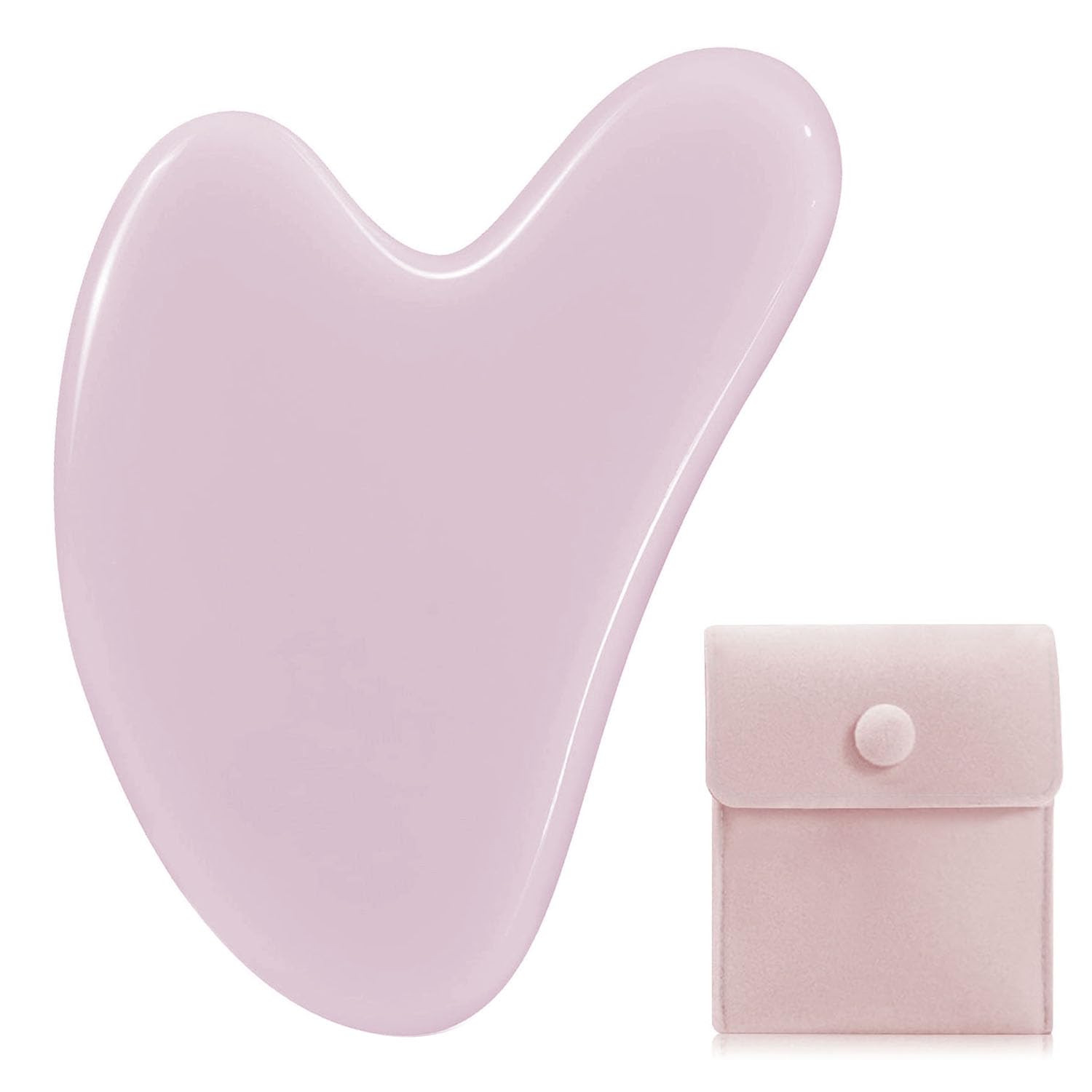 Gua Sha Facial Tools, Jade Gua Sha Stones Massage Scraping for Physical Therapy and SPA Acupuncture Therapy Used for Face, Eyes, Neck and Body (Pink)
