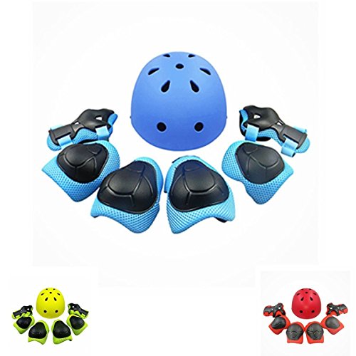 image for ZCS-SHOP Kids Multi-Sport Helmet With Knee&Elbow Pads and Wrists, 7 Pi