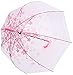 AMC Transparent Cherry Blossom Bubble Dome Shape Semi-Automatic Umbrella for Rain & Wind