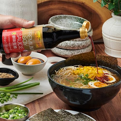 LEE KUM KEE PREMUIM SOY SAUCE (16.9 OZ – 1 PACK), NO ADDED PRESERVATIVES, RICH UMAMI FLAVOR, ALL-PURPOSE SEASONING, PERFECT FOR MARINADES, STIR-FRY, STEWS, GRAVY, AND DIPPING SAUCES