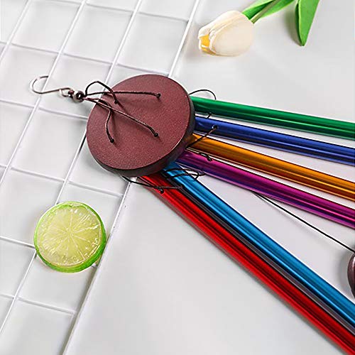 WEISIPU Rainbow Wind Chimes Outdoor Colourful Wind Chime Metal Tubes Music Indoor Windchimes with 6 Colored Pipe Door Bell