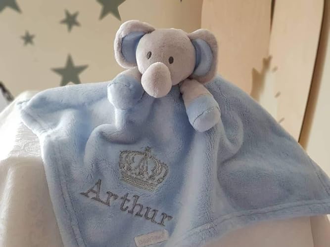 Personalised Blue Elephant Comforter Blanket Soother Blanket