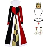 Yolata Adult Red Queen Costume Women Princess Dress Cosplay with Accessories