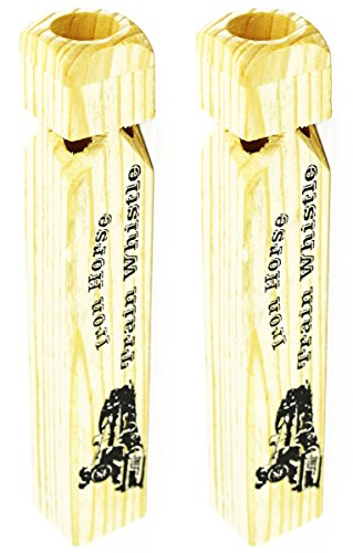 image for Black Duck Brand Set of 2 Iron Horse Wooden Train Whistles Perfect for