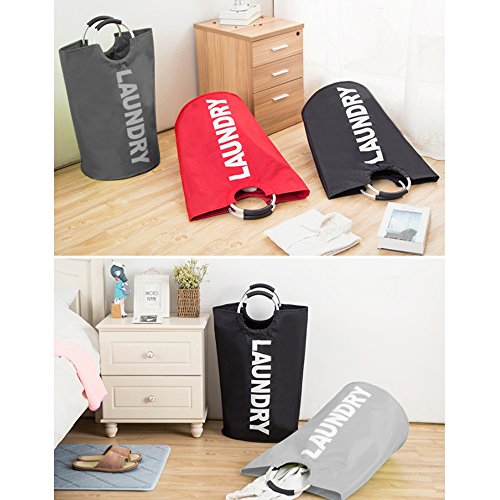 BAYCHEER 600D Oxford Waterproof 60L Large Capacity Collapsible Foldable Laundry Basket/Hamper/ Clothes Bag/Washing Bin with Alloy Handle for Heavy Duty, Clothes, Books, Toys Storage, College, Camping
