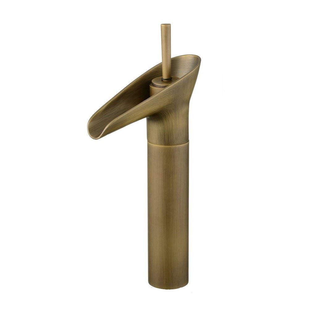 Hiendure® Single lever mixer tap, facet, lavatory facet, waterfall, single-lever mixer for bathroom washbasin (high)