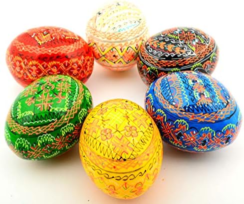uavo Easter Painted Eggs Wooden Ukrainian Pysanky Pysanka, Set of 6. Made in Ukraine. (Ships from US)