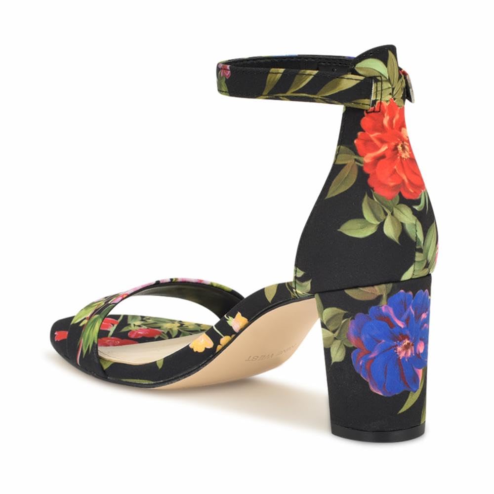 Nine West Women’s Pruce2 Heeled Sandal, Black Floral 003, 9.5